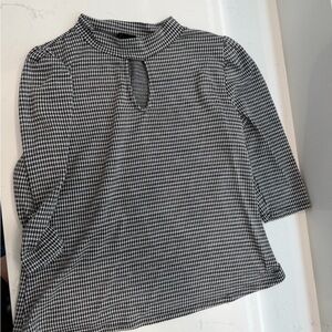 Women's Black and White Houndstooth Top